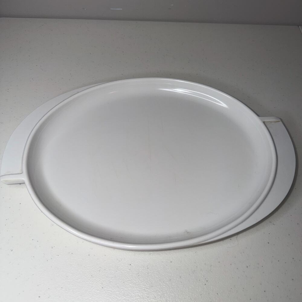 Boonton Oval Serving Platter Winged Handles White Vintage Melamine MCM 12"